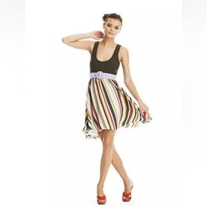 Alice & Olivia Sahara Silk Blend Striped Tank Mini Dress